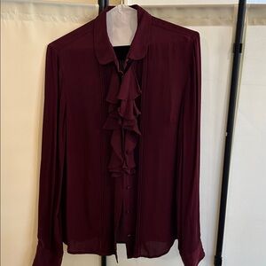 J. Crew Deep Red Silk Blouse